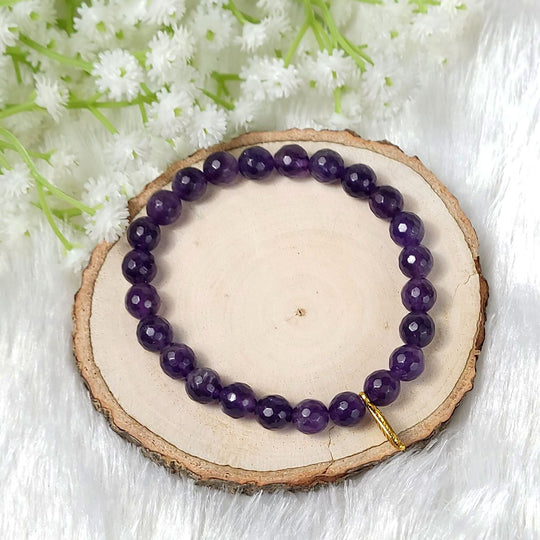 Sagittarius Amethyst Healing Bracelet with golden charm