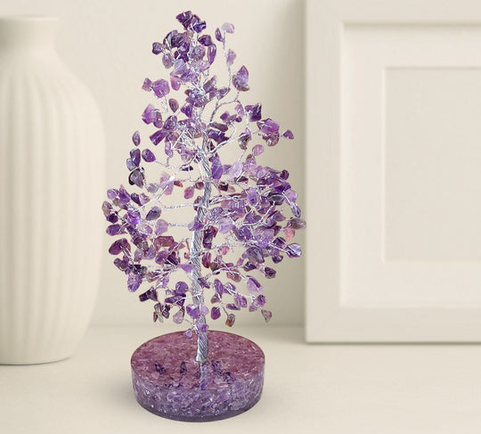 Purple Color Amethyst Crystal Tree with orgonite base by Calminds