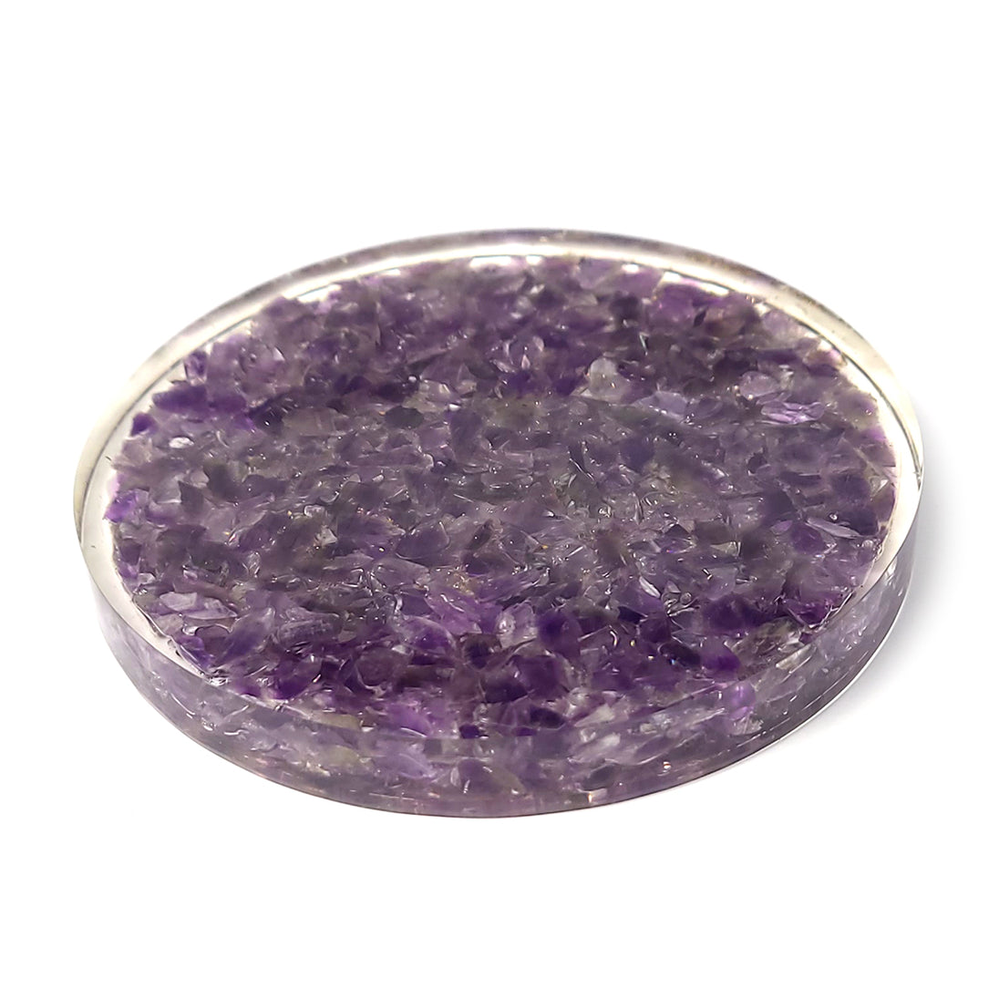 Amethyst Crystal Coaster of purple color with white background