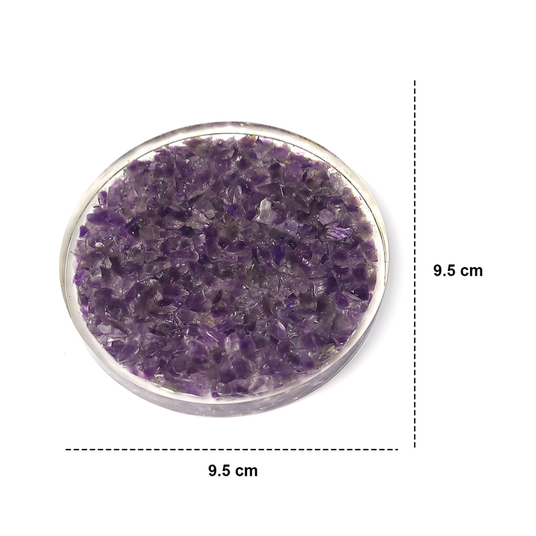 Amethyst Crystal Coaster measurements