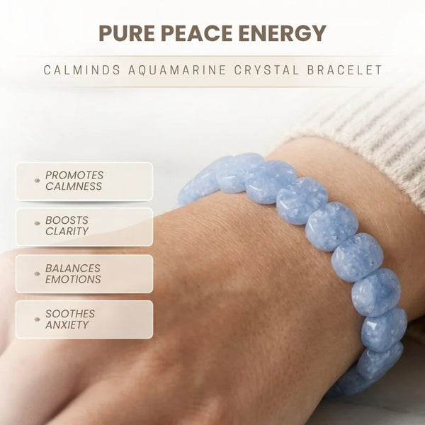 Aquamarine Oval Bracelet for Calmness, Clarity & Emotional Balance
