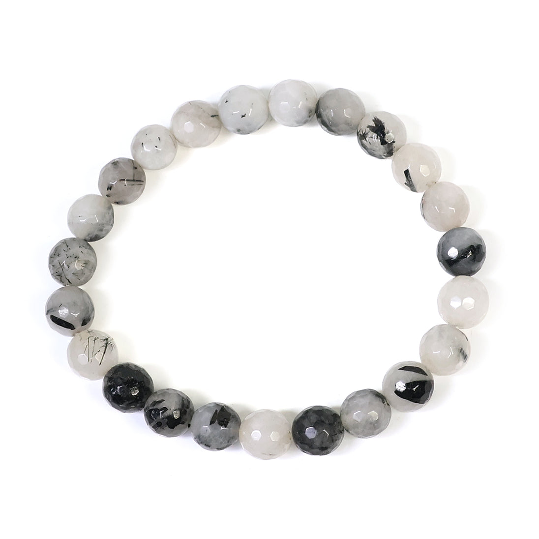 Calminds Black Rutile Quartz Healing Bracelet on white background