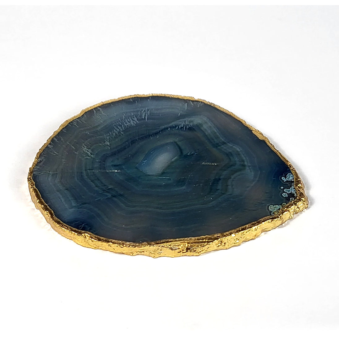 Calminds Blue Agate Crystal Coaster with golden boundaries