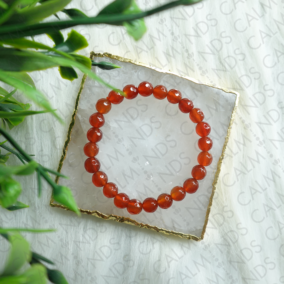 Calminds Carnelian Diamond-Cut Bracelet