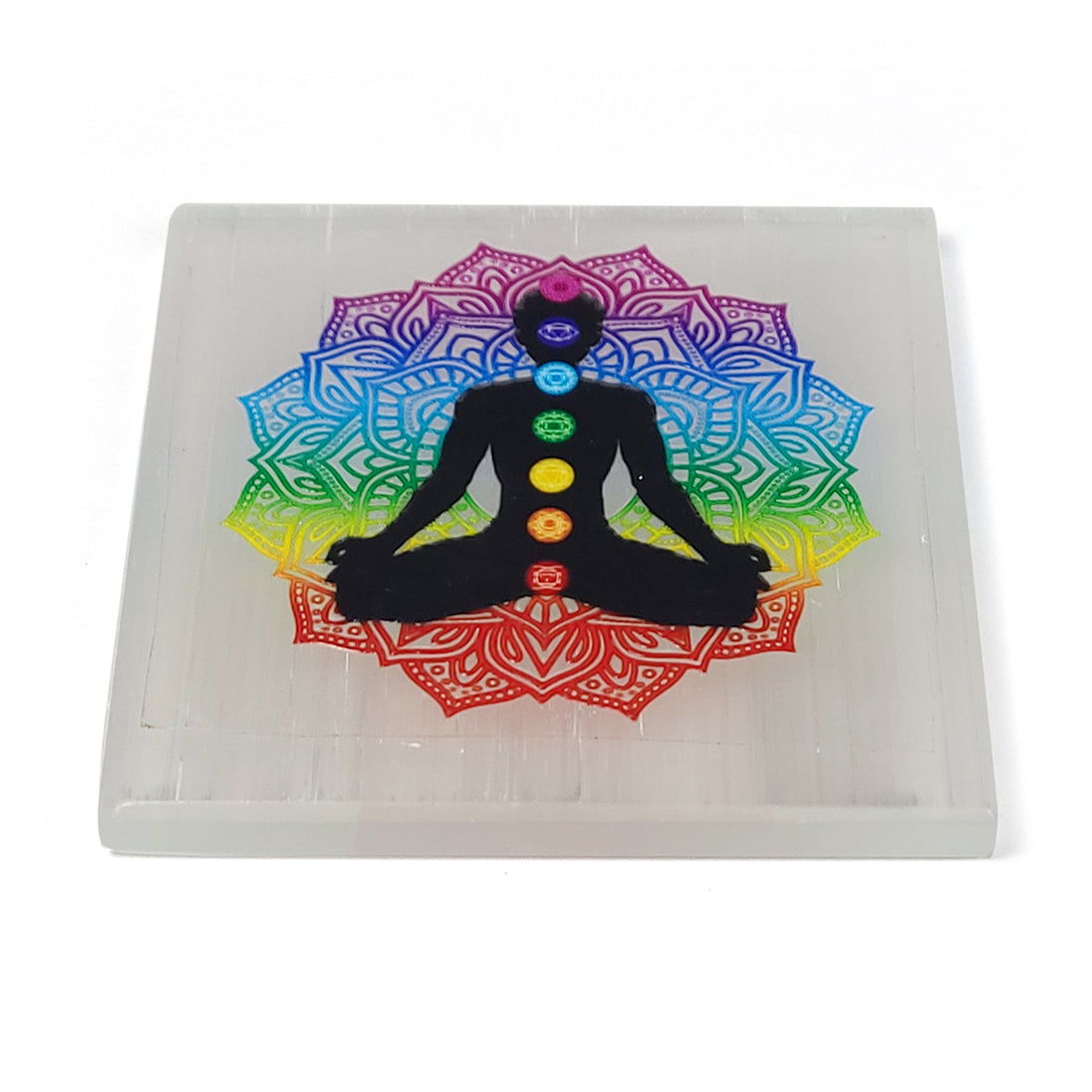 Chakra Balancing Selenite Charging Plate on white background
