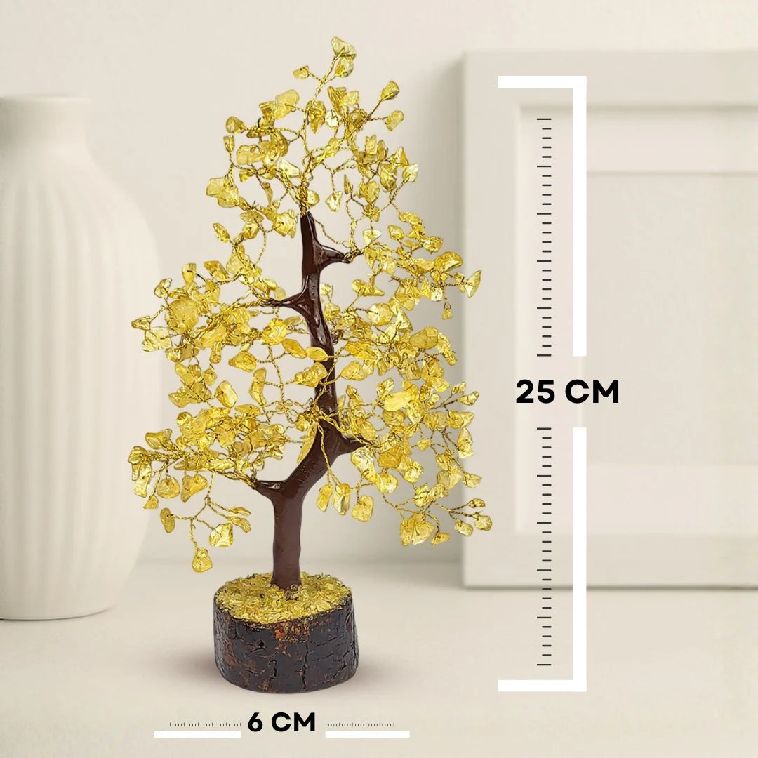 Citrine Crystal Money Tree size 25 cm handcrafted gemstone tree with wooden base