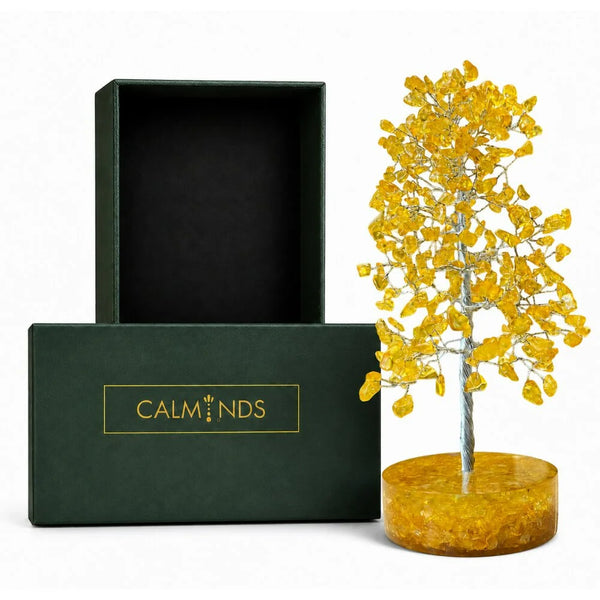 Natural Citrine Crystal Tree with Orgonite Base | Home & Office
