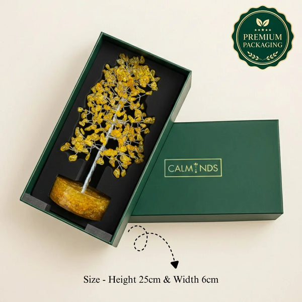 Natural Citrine Crystal Tree with Orgonite Base | Home & Office