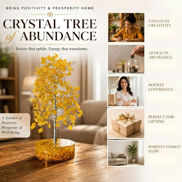 Natural Citrine Crystal Tree with Orgonite Base | Home & Office