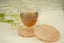 clear quartz coaster pair with a cup on top