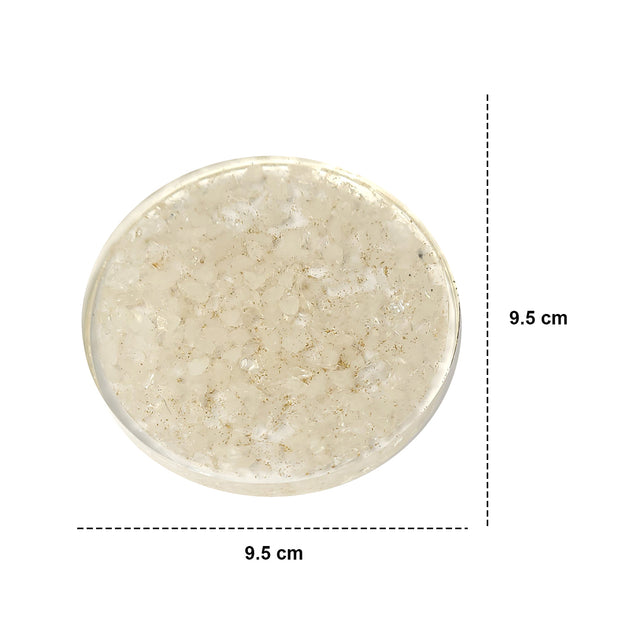 clear quartz coaster pair measurement