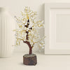 White Color Clear Quartz Crystal Tree with wooden base | Calminds