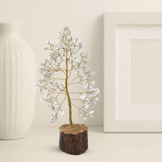 Clear Quartz Crystal Tree (Mini) with a wooden base