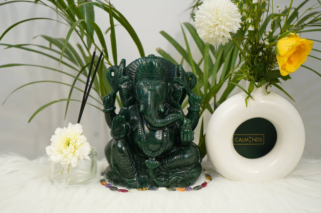 green jade lord ganesha idol