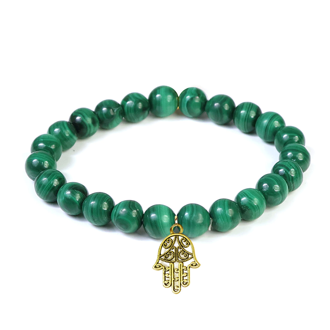 Calminds Malachite Healing Bracelet with white background