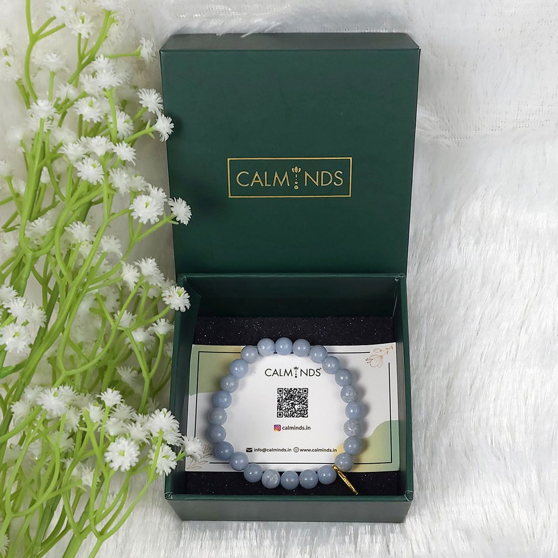 Natural Aquamarine Bracelet inside calminds box