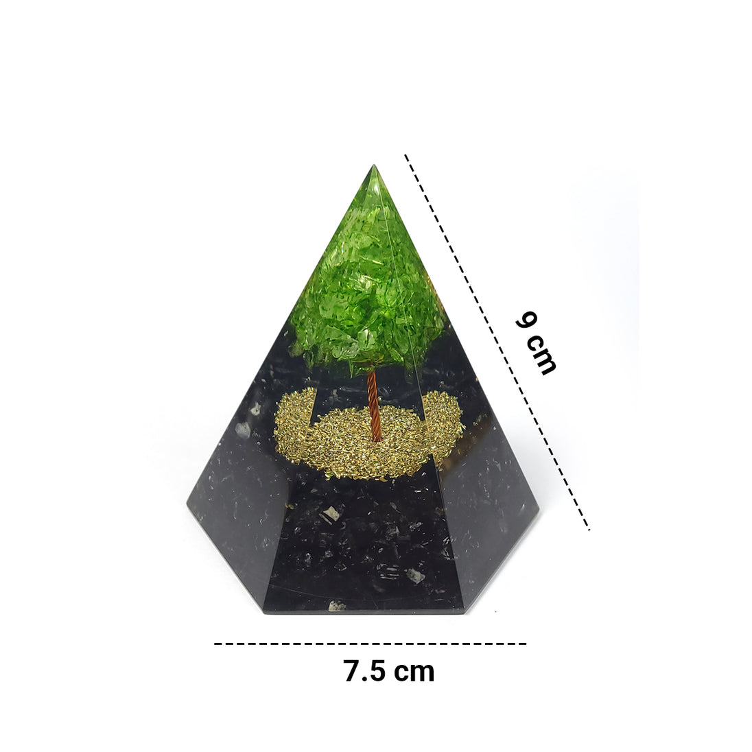 Peridot Tree Orgonite Pyramid measurements