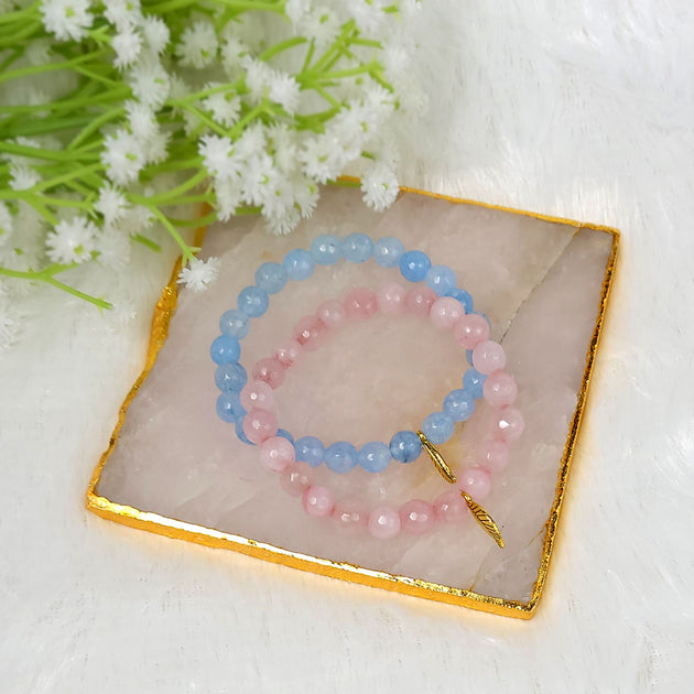 Rose Quartz & Aquamarine Bracelet combo by calminds