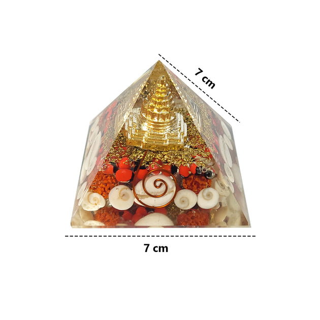Rudraksha and Gomti Chakra Orgonite Pyramid measurements