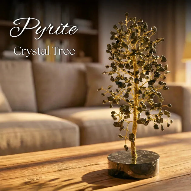 Pyrite Orgonite Tree for Wealth and Business Success on Office Desk