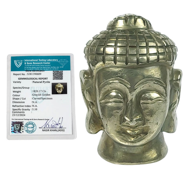 Pyrite Buddha Head with certificate