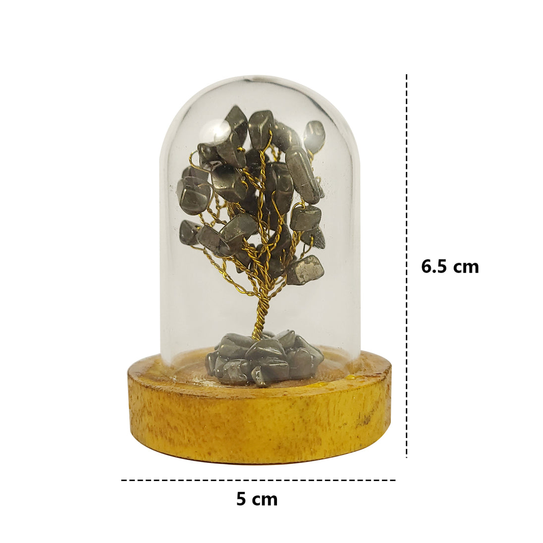 Pyrite Crystal Tree in Glass Dome measurement