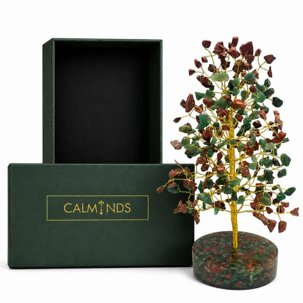 Red & Green Crystal Tree with Orgonite Base for Balance & Harmony