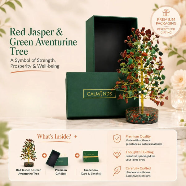 Red & Green Crystal Tree with Orgonite Base for Balance & Harmony