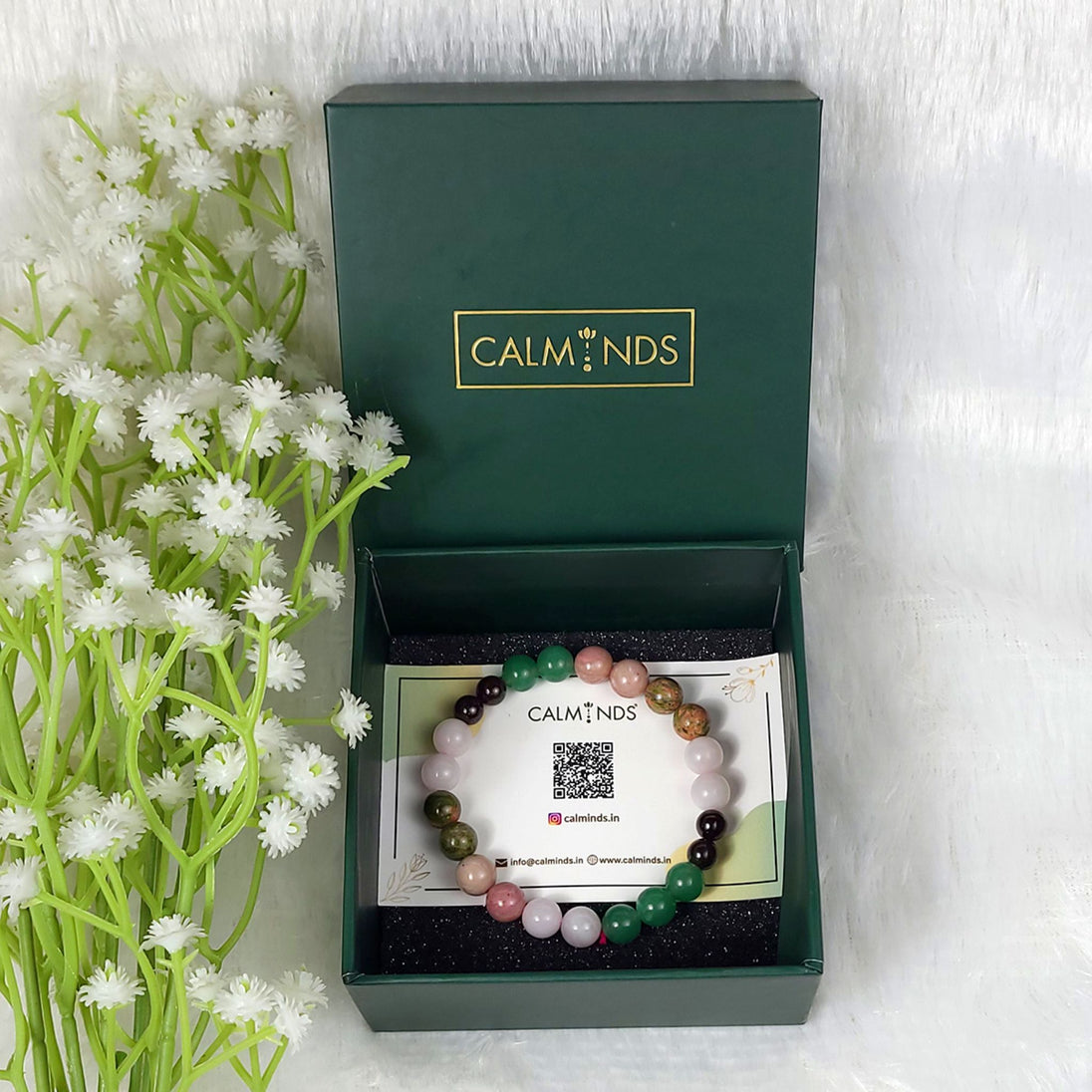multi color Relationship Bracelet inside green color calminds box