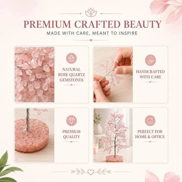 Rose Quartz Crystal Tree with Orgonite Base for Love & Harmony