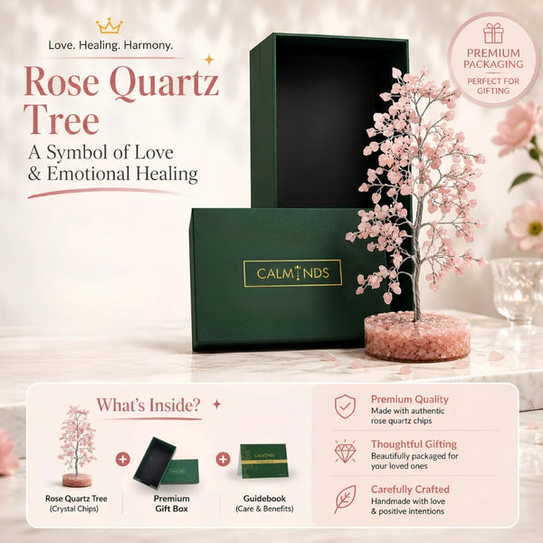 Rose Quartz Crystal Tree with Orgonite Base for Love & Harmony