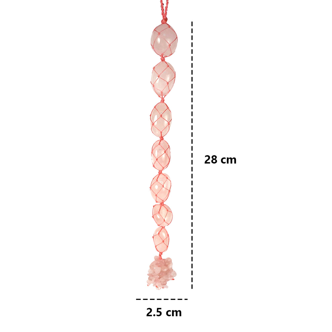 Calminds Rose Quartz Tumble Hanging measurements