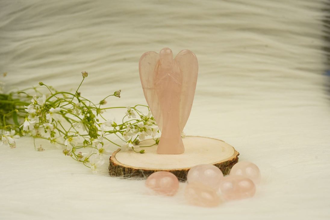 Pink Rose Quartz Angel Figurine