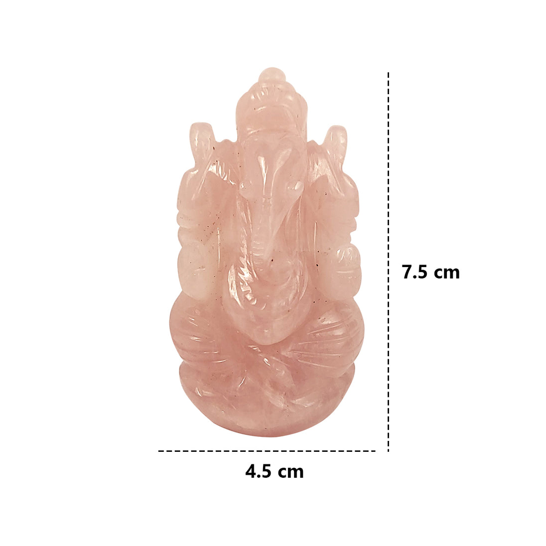 rose quartz ganesha idol figurine measurement