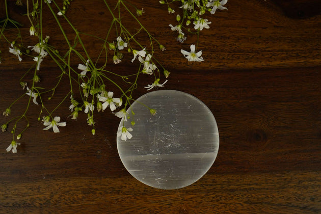 Transparent Round Selenite Charging Plate