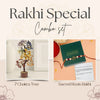 Rakhi Special Combo set with 7 Chakra Tree and Sacred Roots Rakhi on a beige background