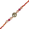 rakhi with beads and Om symbol on a white background