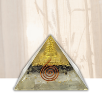 Selenite Pyrite Orgonite Pyramid with Shri Yantra