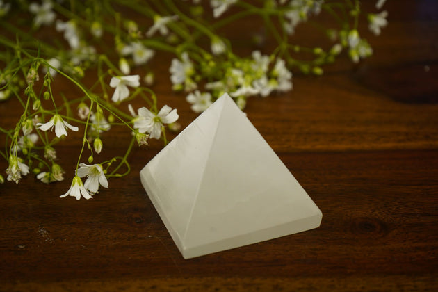 white Selenite Crystal Pyramid