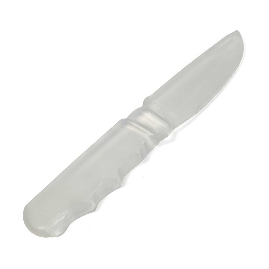 Selenite Energy Cleansing Knife on white bg