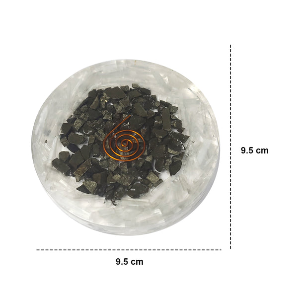 Pyrite Sri Yantra Orgonite Coaster (set of 2)
