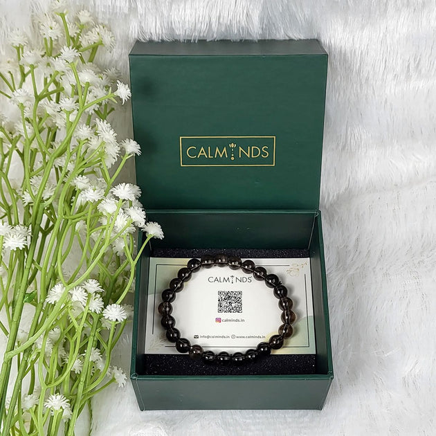 Smoky Quartz Crystal Bracelet inside Box | Calminds