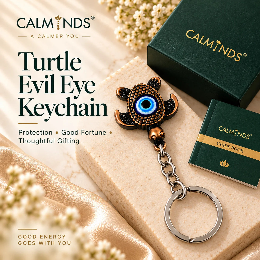 Turtle Evil Eye keychain