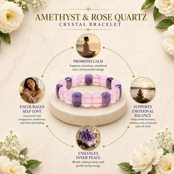 Amethyst & Rose Quartz Bracelet | Love & Peace