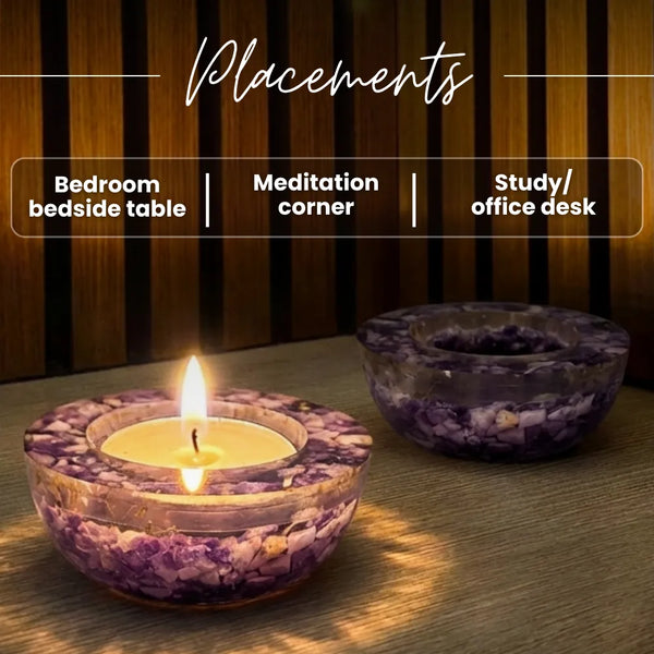 Amethyst Tea Light Candle Holder (Set of 2)