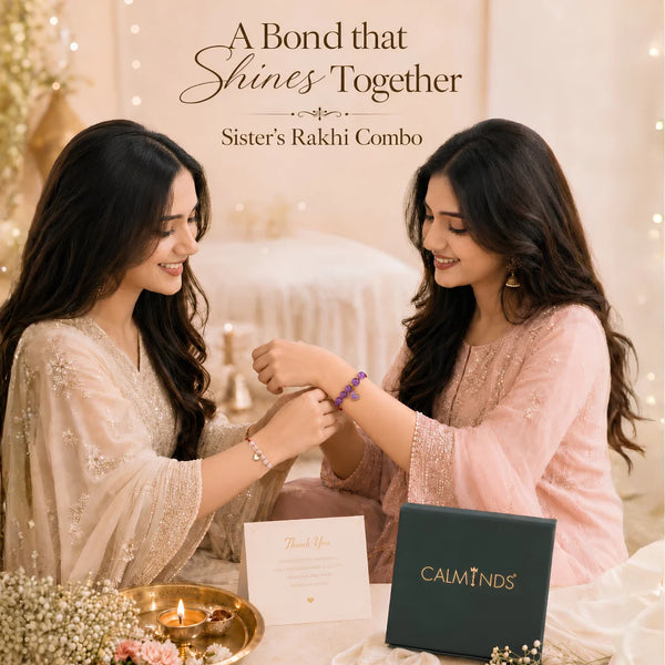Amethyst & Clear Quartz — Clarity & Calm Heart Rakhi for Sister & Bhabhi