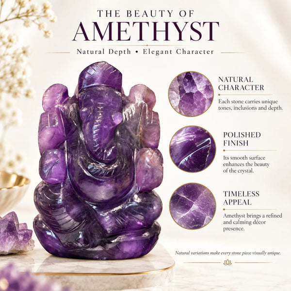 Natural Amethyst Ganesha Idol | Peace & Spiritual Wisdom