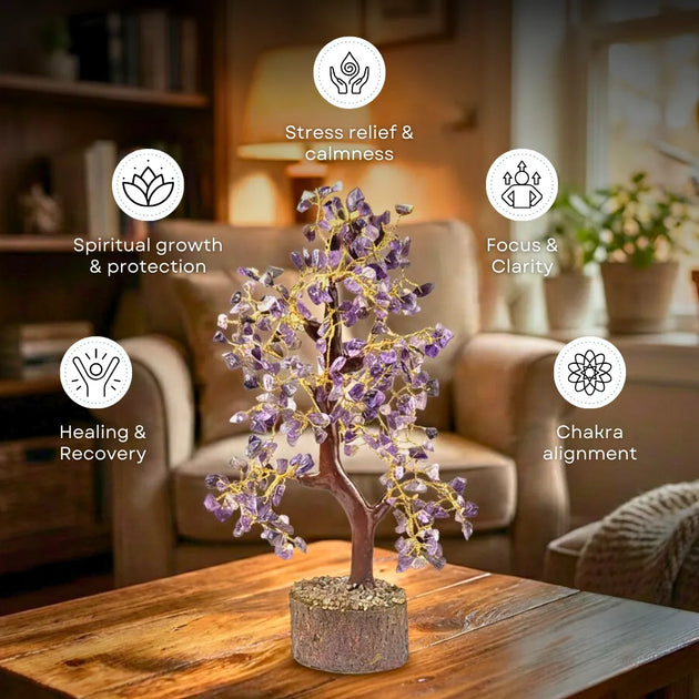 Benefits of the amethyst crystal tree for calm and clarity