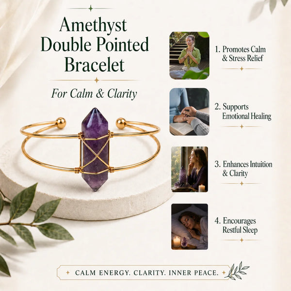 Amethyst Double Pointed Bracelet| Calm, Clarity & Spiritual Balance