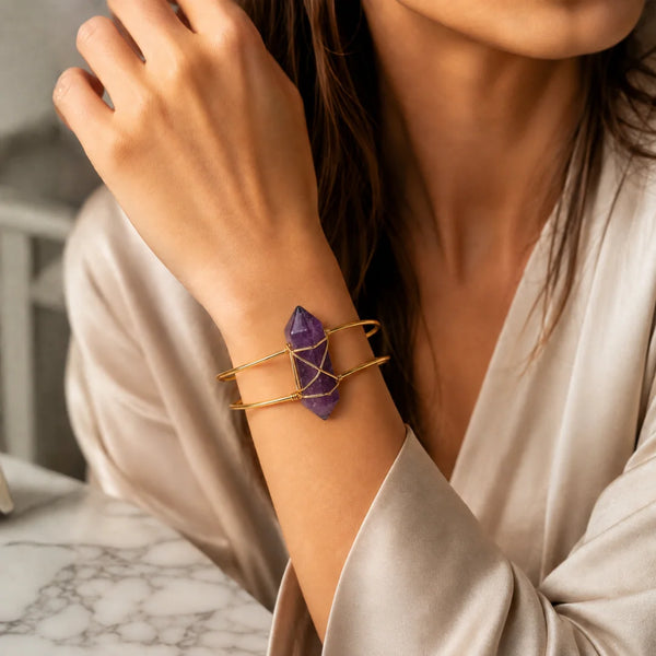 Amethyst Double Pointed Bracelet| Calm, Clarity & Spiritual Balance